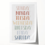Days of the Week Kids Educational Wall Art - Learning Poster for Classrooms