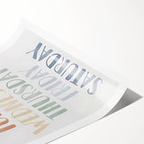 Days of the Week Kids Educational Wall Art - Learning Poster for Classrooms