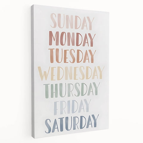 Days of the Week Kids Educational Wall Art - Learning Poster for Classrooms
