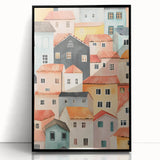 Colorful Village Nursery Wall Art – Kids Room & Baby Decor