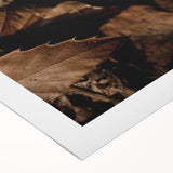 Art deco poster featuring a stylized autumn landscape in orange and brown tones on rolled canvas.