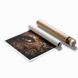 Extra large rolled print of a floral art piece in warm autumn colors, ideal for classy bathroom or large living room decor.
