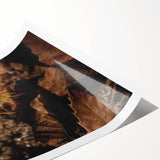 Extra large wall art featuring line art flowers in fall colors on a rolled print, suitable for large living room decor.