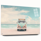 Large abstract wall art on acrylic glass featuring swirling blue and white patterns.