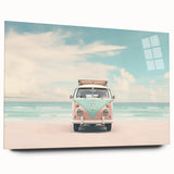 Large abstract wall art in vibrant orange and blue tones on acrylic glass, ideal for bedroom or dining room decor.