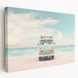 Abstract summer-themed art on stretched canvas with vivid yellow and blue tones, suitable for kitchen wall art.