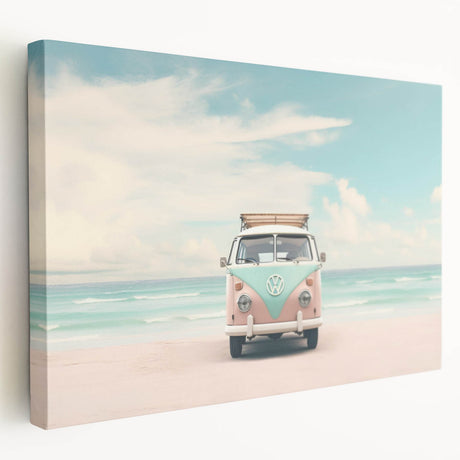 Abstract summer-themed art on stretched canvas with vivid yellow and blue tones, suitable for kitchen wall art.
