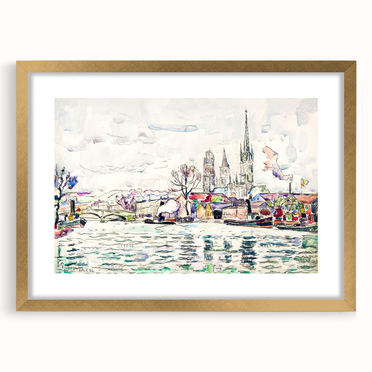 Modern Wall Art: River Scene Rouen by Paul Signac for Unique Decor