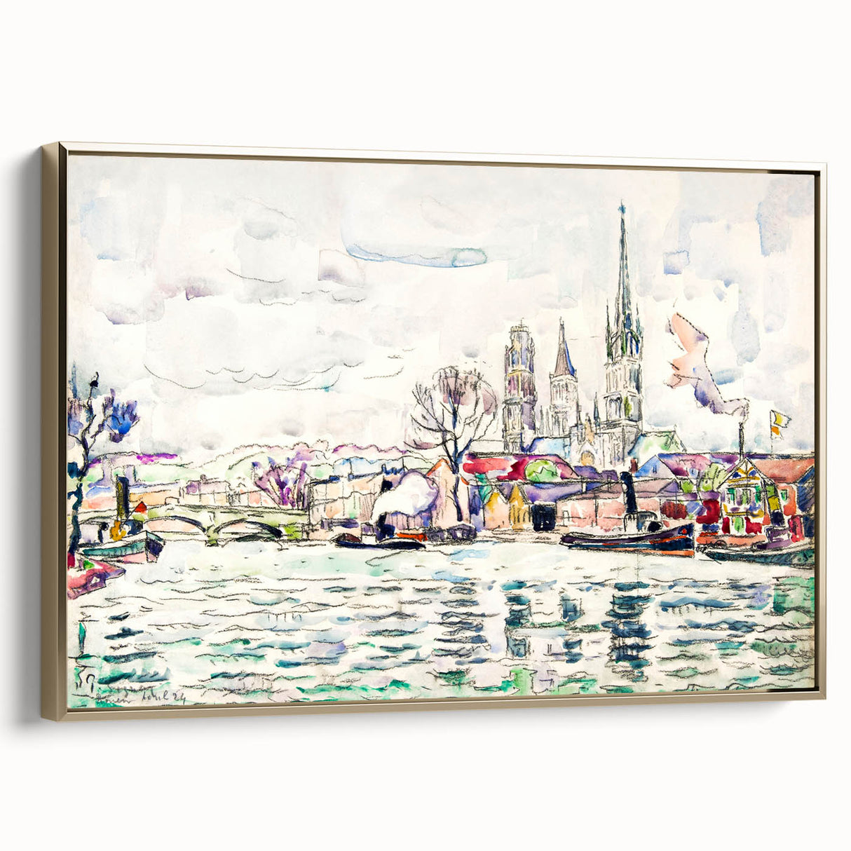 Modern Wall Art: River Scene Rouen by Paul Signac for Unique Decor