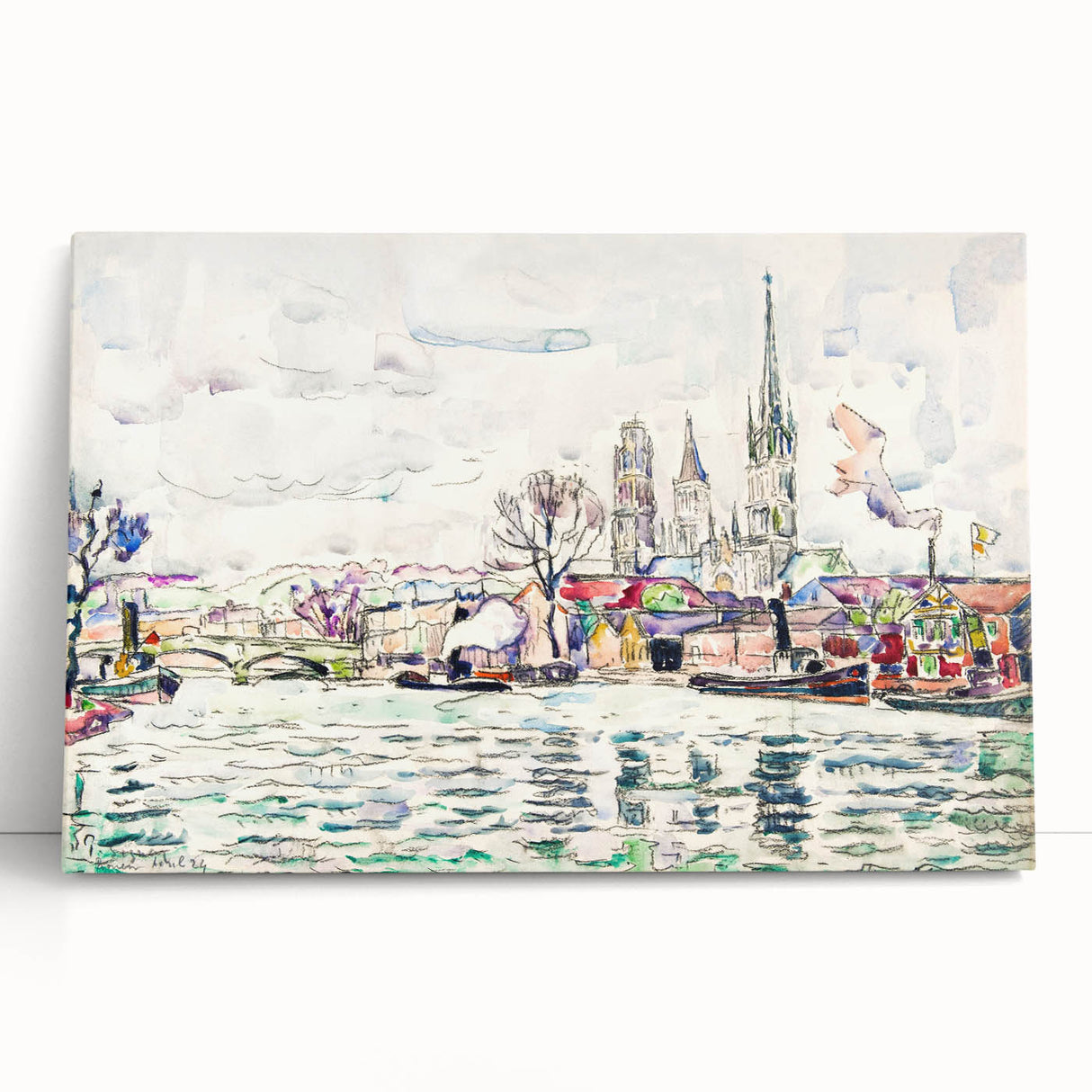 Modern Wall Art: River Scene Rouen by Paul Signac for Unique Decor