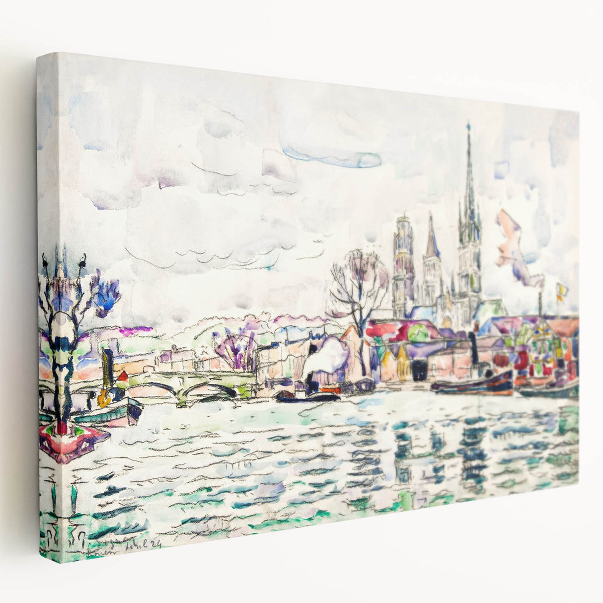 Modern Wall Art: River Scene Rouen by Paul Signac for Unique Decor