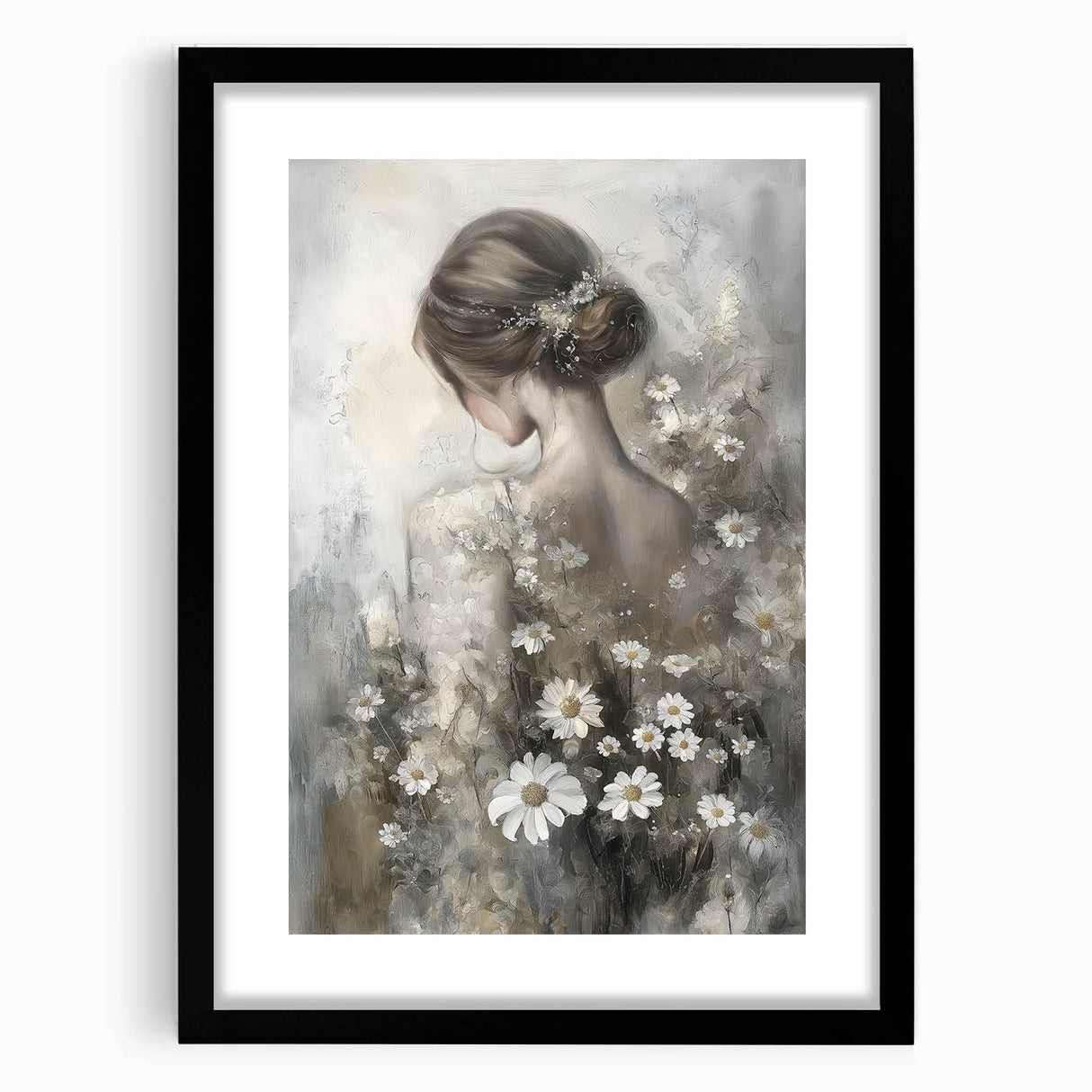 Abstract figurative frame in black with a mat, showcasing a modern art design that enhances contemporary home decor. Ideal for stylish interior aesthetics.