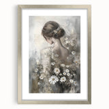 Abstract figurative art frame with a silver mat, showcasing a modern design that adds elegance to any decor, perfect for contemporary art enthusiasts.