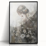 Framed acrylic artwork in black showcasing an abstract figurative design, emphasizing bold shapes and smooth lines, perfect for modern home decor.