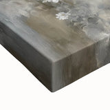 Close-up of an abstract figurative stretched canvas artwork, showcasing vibrant colors and intricate textures, perfect for enhancing modern home decor.