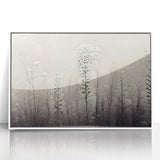 Framed abstract floral wall art in a sleek white frame, showcasing vibrant colors and intricate details, ideal for modern home decor. Perfect for adding elegance and style to living spaces.