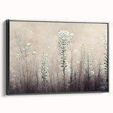 Framed abstract floral wall art showcasing vibrant colors and intricate designs, displayed from a black side view against a neutral background, perfect for home decor.