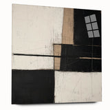 Abstract geometric acrylic glass design showcasing a vibrant interplay of colors and shapes, viewed from the side without pins. Ideal for modern decor.