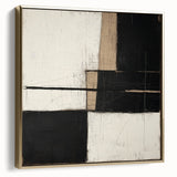 Abstract geometric framed canvas artwork in silver and gold tones, showcasing modern design with intricate patterns, perfect for contemporary home decor.