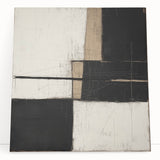 Abstract geometric stretched canvas artwork featuring vibrant colors and dynamic shapes, perfect for modern home decor. Ideal for enhancing living spaces with a contemporary touch.