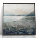 Framed abstract landscape wall art featuring vivid colors and intricate patterns, displayed in a sleek black frame, perfect for modern home decor.