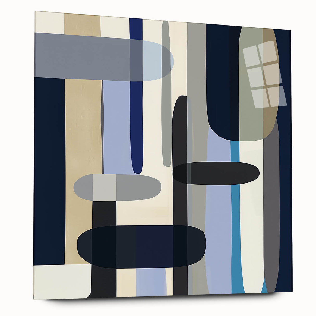 Modern Abstract Wall Art – Vertical Capsule Geometry