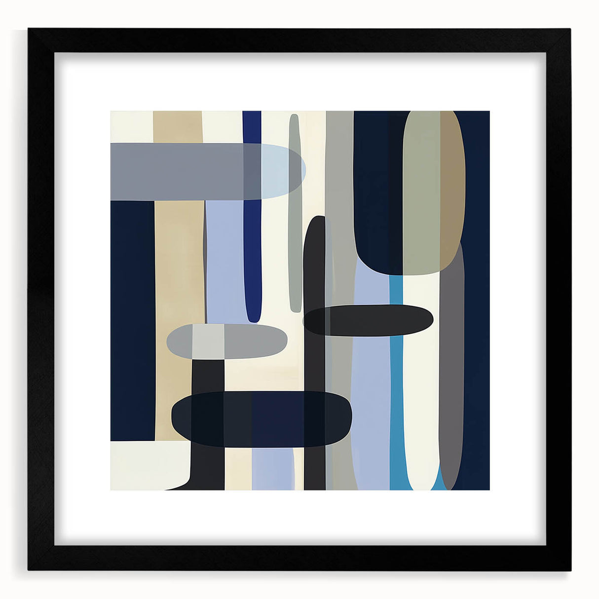 Modern Abstract Wall Art – Vertical Capsule Geometry