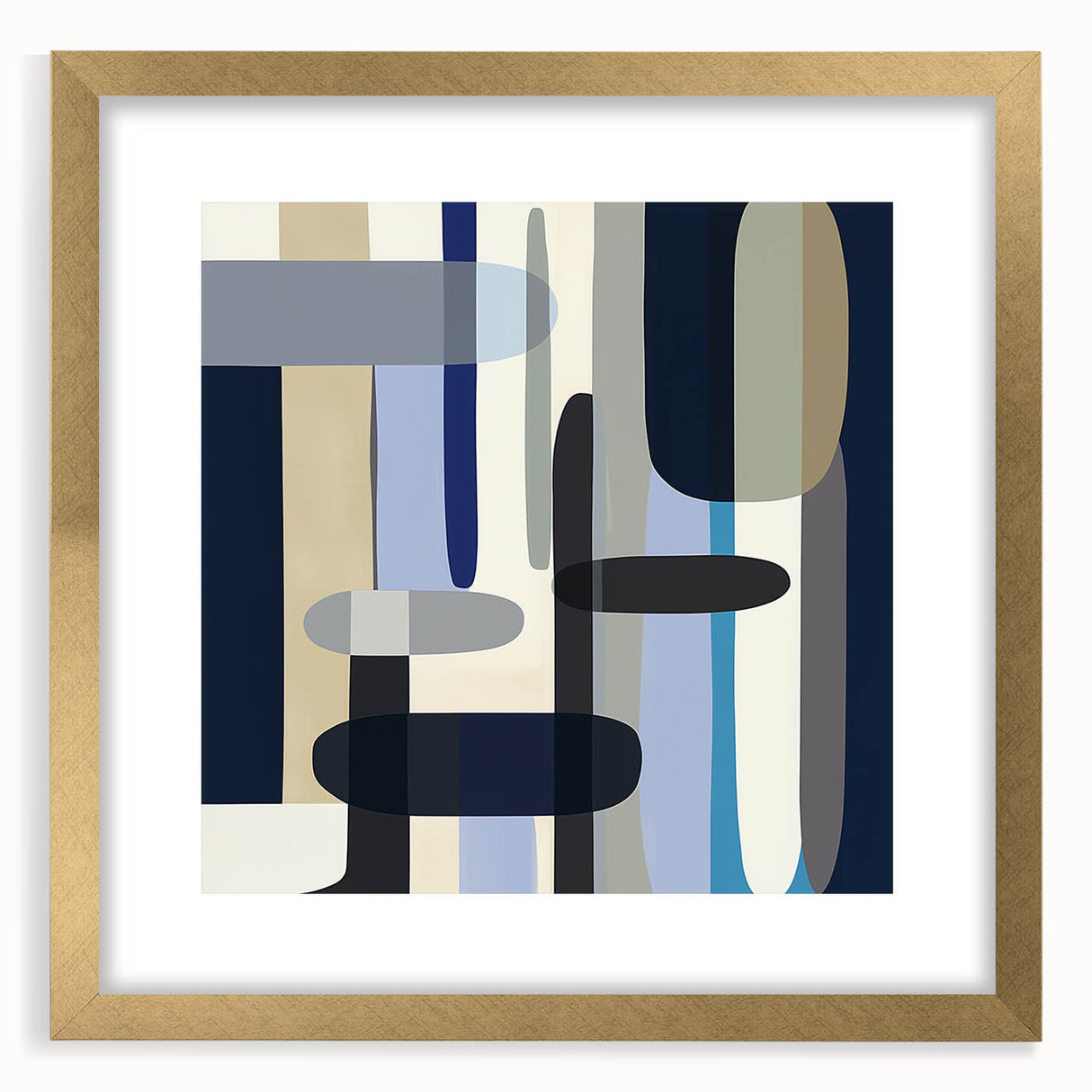 Modern Abstract Wall Art – Vertical Capsule Geometry