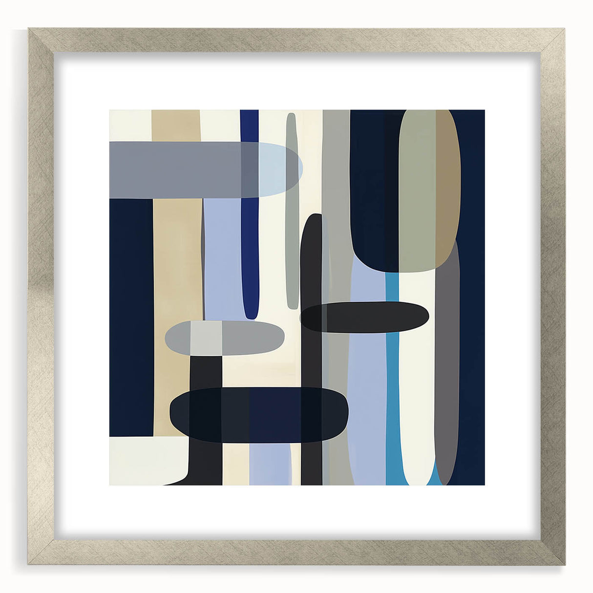 Modern Abstract Wall Art – Vertical Capsule Geometry