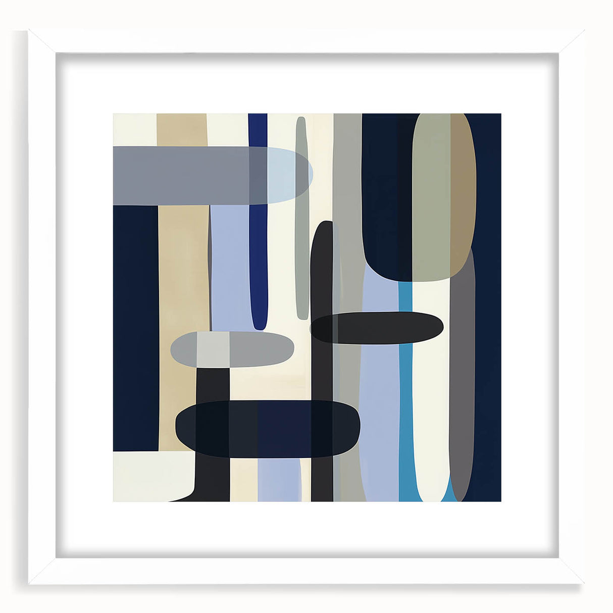 Modern Abstract Wall Art – Vertical Capsule Geometry