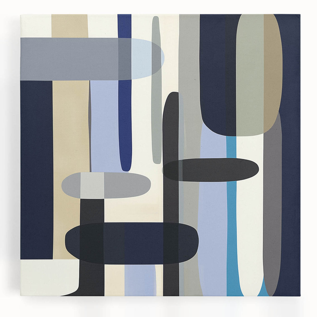 Modern Abstract Wall Art – Vertical Capsule Geometry