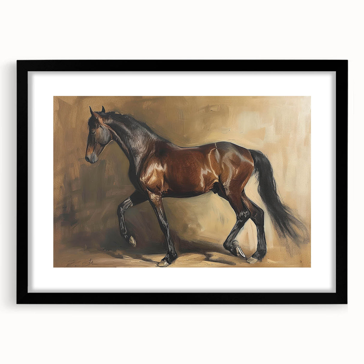 Black frame showcasing a modern animal design print with a white mat, perfect for enhancing contemporary home decor. The artwork features vibrant colors and intricate details that capture the essence of wildlife, making it an ideal statement piece for animal lovers.