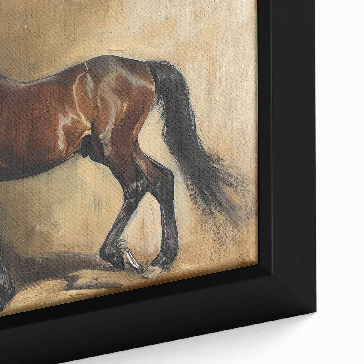Close-up view of a framed canvas artwork featuring vibrant animal designs, showcasing rich colors and intricate details, ideal for home decor enthusiasts.