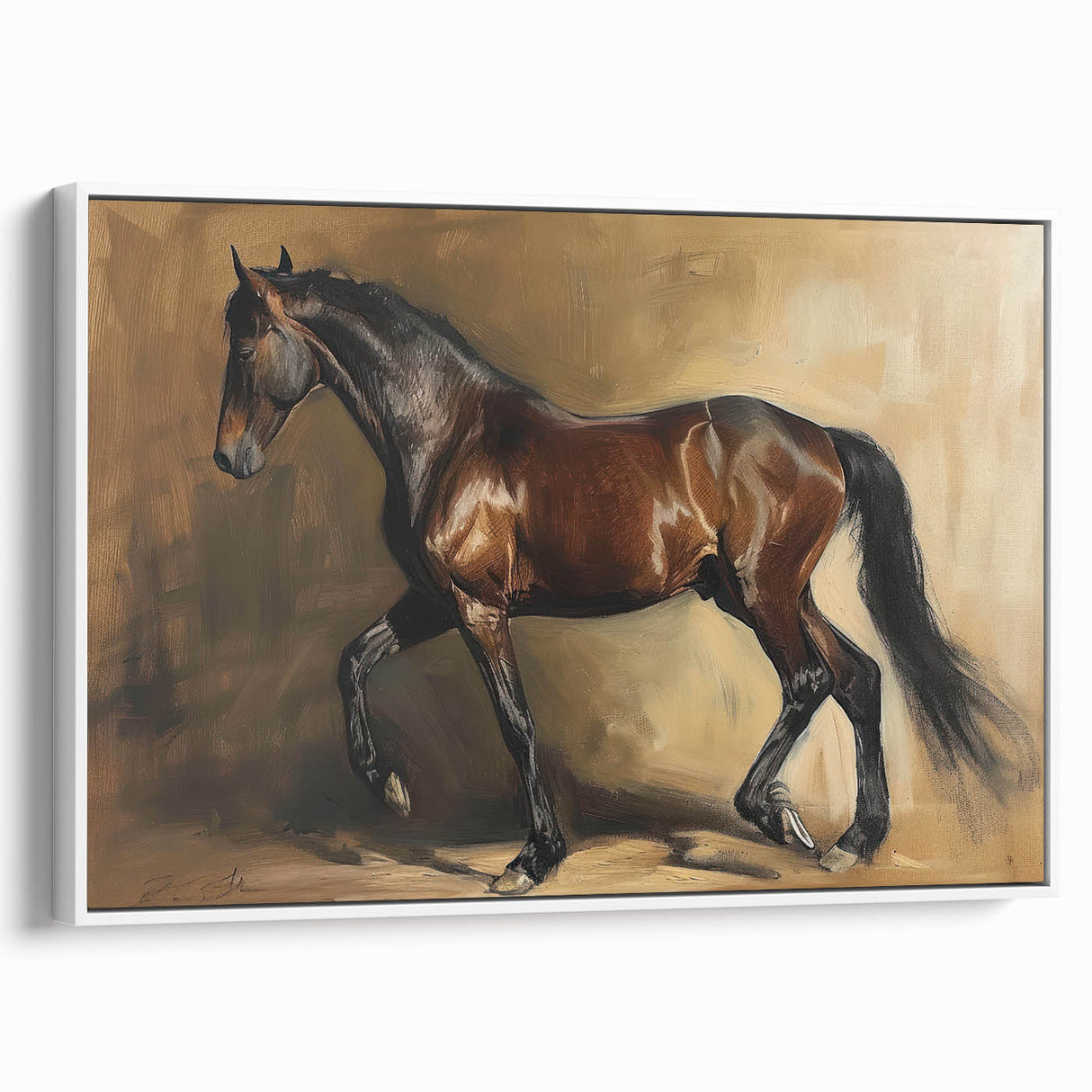 Framed canvas artwork showcasing a colorful animal design, displayed in a sleek white frame, perfect for adding a vibrant touch to any modern decor.