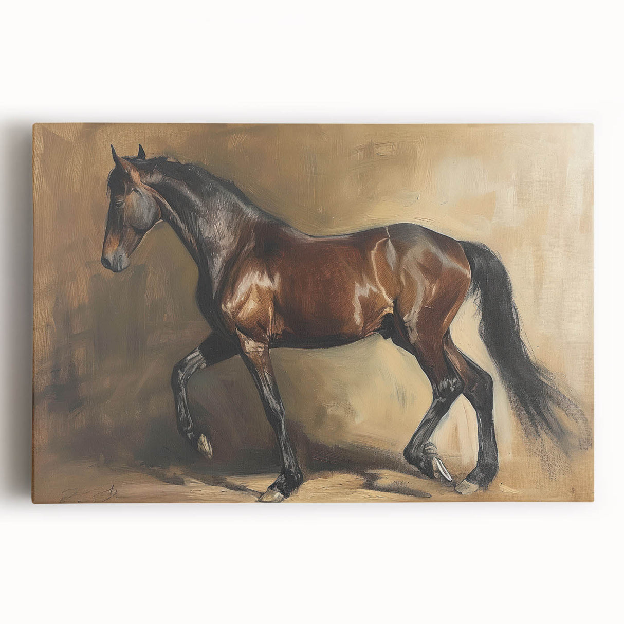 Colorful stretched canvas artwork depicting a whimsical animal design, featuring a variety of vibrant creatures against a neutral background, ideal for children's room decor.