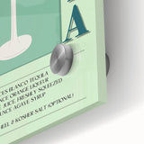 Large abstract wall art featuring swirling blue and green hues on acrylic glass, ideal for dining room ambiance.