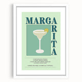 Abstract art print featuring swirling blue and green tones on a framed white canvas, suitable for dining room decor.