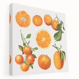 Large art depicting assorted fruits in vibrant colors on a stretched canvas, ideal for kitchen wall art.