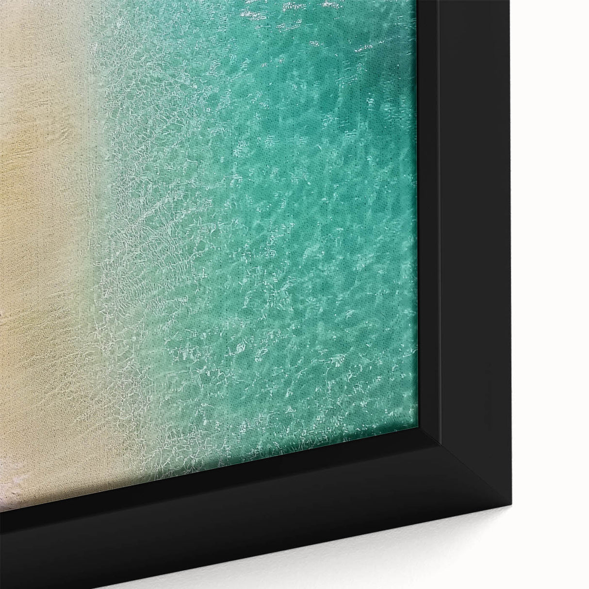 Framed canvas artwork showcasing a serene beach landscape with vibrant colors and intricate details, perfect for coastal decor enthusiasts looking to elevate their space.