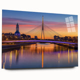 Acrylic glass landscape bridge design showcasing a modern architectural structure, viewed from the side without pins, emphasizing its sleek lines and clarity.