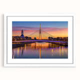 Landscape bridge frame with a white mat, showcasing a front view of the design. Ideal for home decor, it enhances any space with its elegant simplicity and modern aesthetic. Perfect for displaying artwork or photographs, this frame adds a touch of sophistication to your interior design.