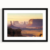 Framed landscape artwork showcasing vibrant canyons in earthy tones, featuring a sleek black mat, perfect for enhancing modern home décor. Ideal for nature enthusiasts.