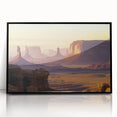 Framed acrylic artwork featuring a stunning landscape of canyons in vibrant colors, with a sleek black frame, ideal for enhancing modern home decor.