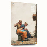 Mending the Nets Realism Art Print - Winslow Homer Coastal Canvas Decor