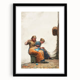 Mending the Nets Realism Art Print - Winslow Homer Coastal Canvas Decor