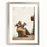 Mending the Nets Realism Art Print - Winslow Homer Coastal Canvas Decor