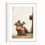 Mending the Nets Realism Art Print - Winslow Homer Coastal Canvas Decor