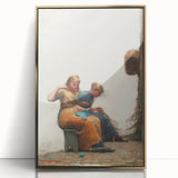 Mending the Nets Realism Art Print - Winslow Homer Coastal Canvas Decor