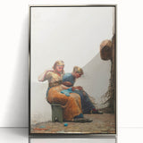 Mending the Nets Realism Art Print - Winslow Homer Coastal Canvas Decor