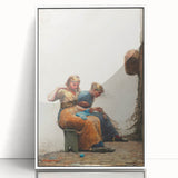 Mending the Nets Realism Art Print - Winslow Homer Coastal Canvas Decor